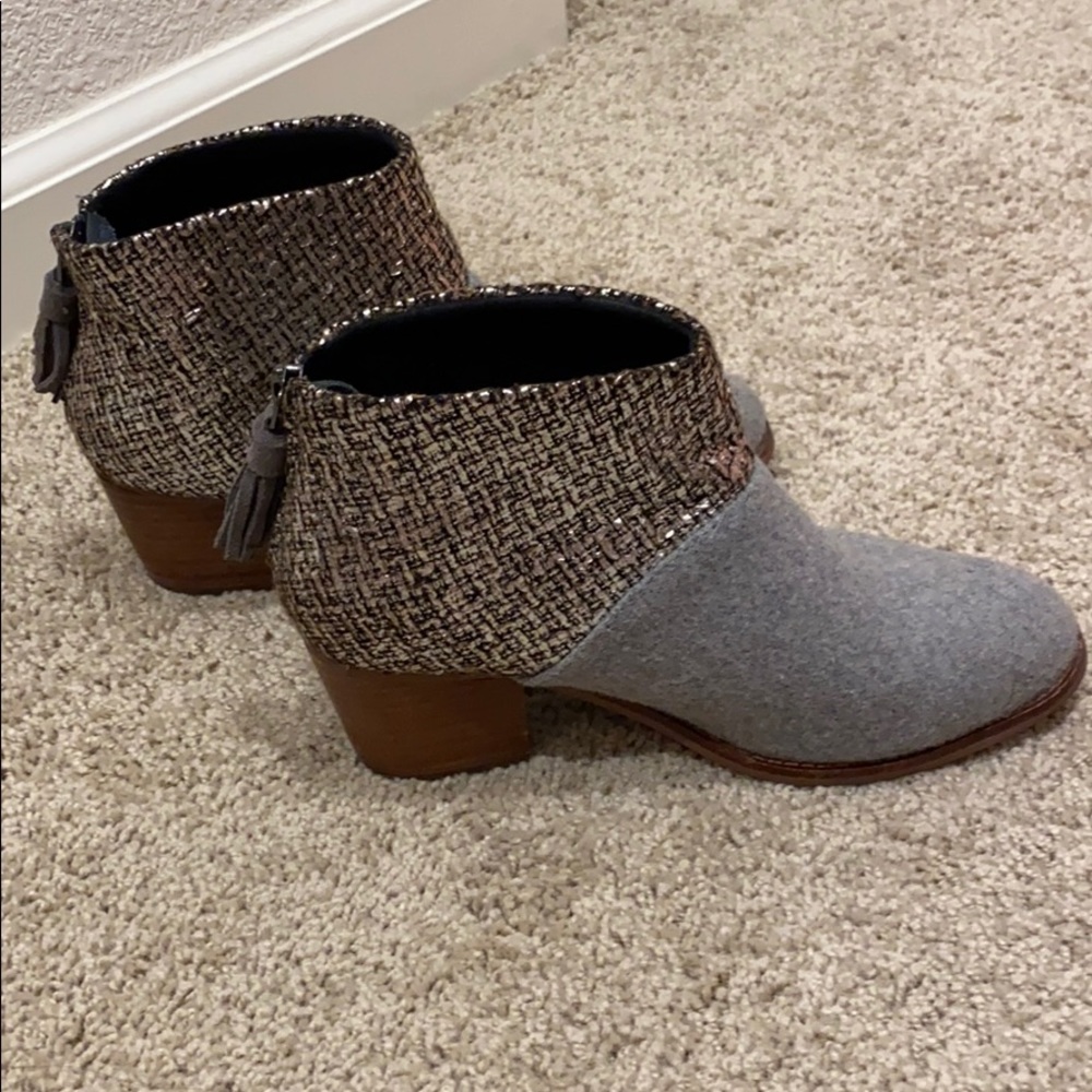 TOMS Grey Felt Shine Bootie